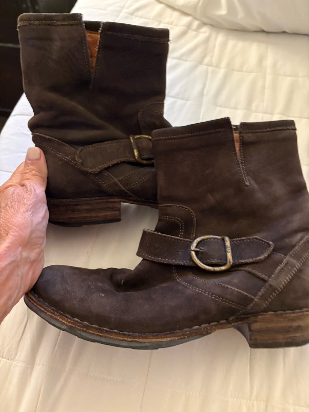 FORENTINI BAKER: Womens Brown Suede Ankle Boots - Classic Buckle Detail